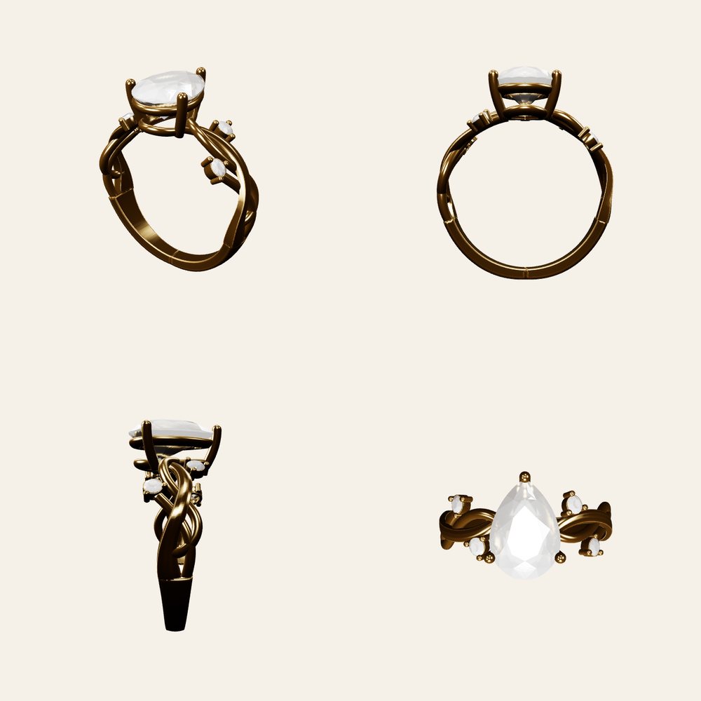 CAD-model af Nicolas' ring set fra fire vinkler
